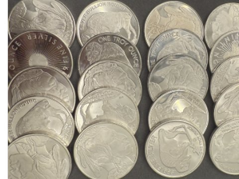 Veinte monedas de plata de 1 oz